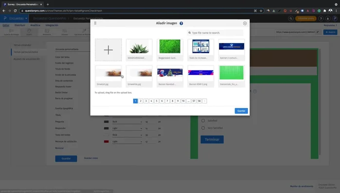Personaliza el color del botón 'Enviar', la barra de progreso, la tipografía de las preguntas y el color del título, preguntas y texto de los botones.