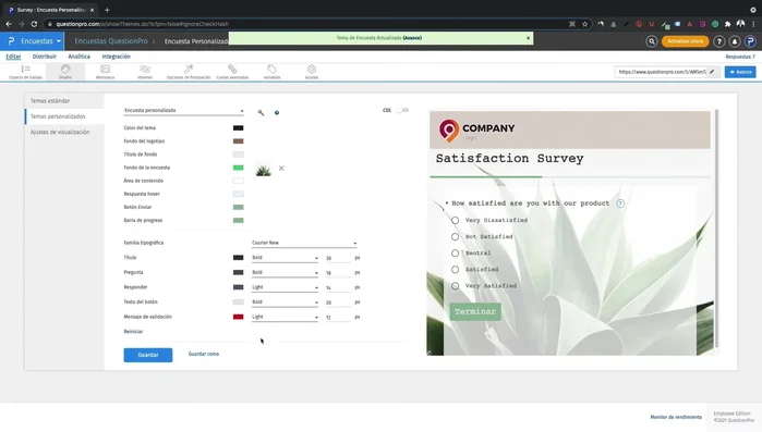 Guarda los cambios y previsualiza la encuesta.
