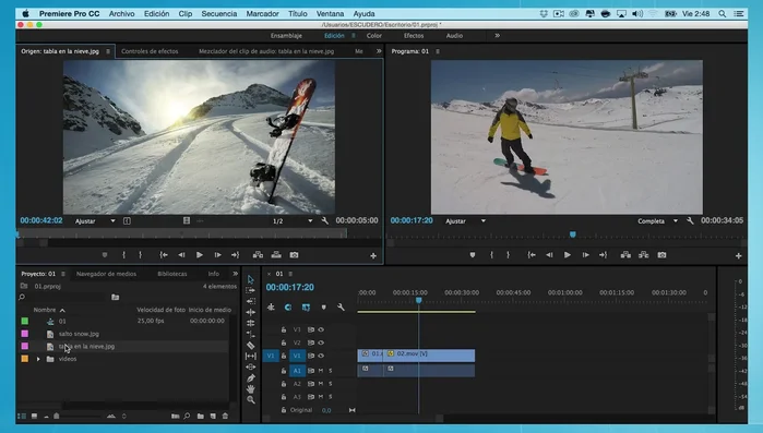 Ajustar la duración de las imágenes en la línea de tiempo.