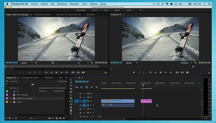 Ajustar la duración de las imágenes en la línea de tiempo.