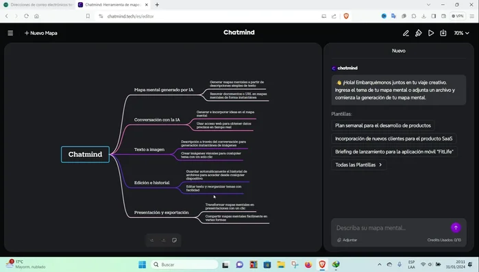Hacer clic en el icono para generar el mapa mental.