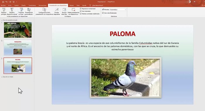 Seleccionar la diapositiva en la que quieres aplicar la transición automática.