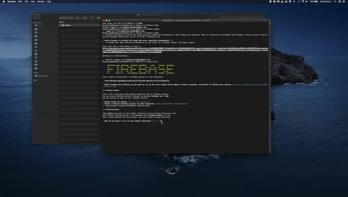 Seleccionar el directorio público (`public`) y configurar como una sola aplicación (`y`).