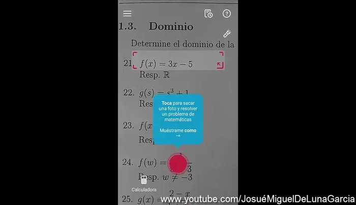 Presiona el botón rojo para tomar la foto del problema.
