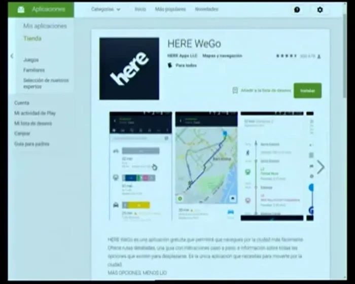 Descarga la aplicación HERE WeGo desde tu tienda de aplicaciones (Google Play o App Store). Es gratuita.