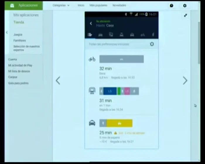 HERE WeGo te mostrará diferentes rutas con tiempos estimados de viaje, considerando el tráfico en tiempo real.