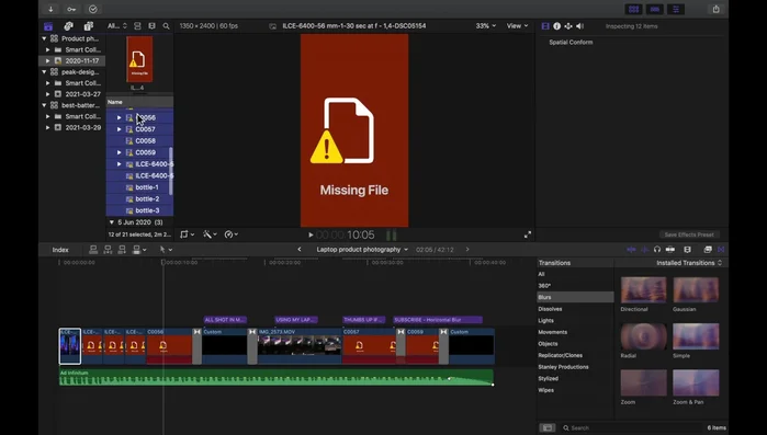 Selecciona 'Volver a vincular'. Final Cut Pro identificará automáticamente el resto de los archivos faltantes.