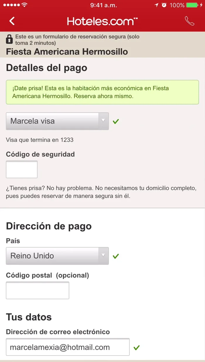 Haz clic en 'Reservar'. Recibirás una confirmación por correo electrónico.