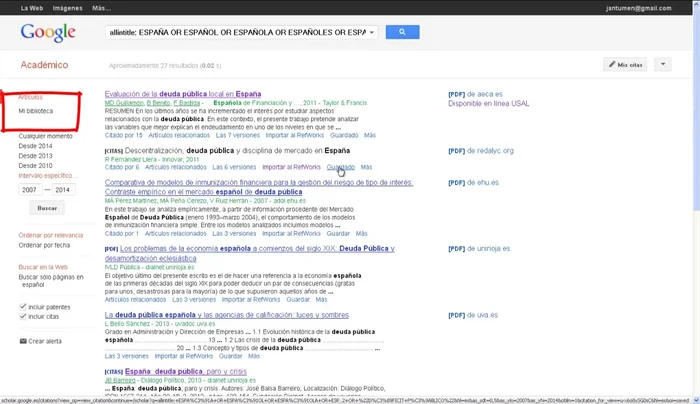 Utiliza la 'biblioteca' personal de Google Académico para guardar y organizar las referencias con etiquetas.