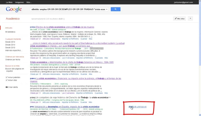 Consulta el texto completo de los documentos: si hay enlace, haz clic en él; si no, busca el documento en el catálogo de tu biblioteca o utiliza el servicio de préstamo interbibliotecario.