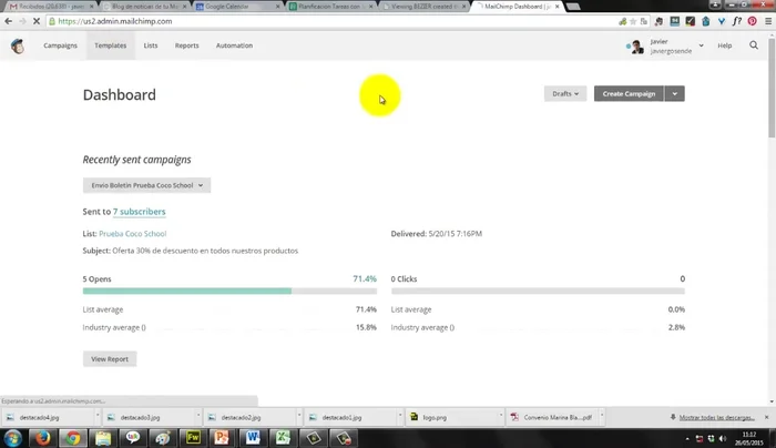 Acceder a la sección 'Templates' en Mailchimp.