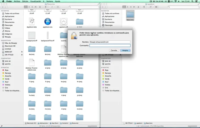 Copiar la carpeta 'Base' o 'Pro' (la que falta) desde el Mac funcional a la carpeta 'Resources' del Mac problemático.