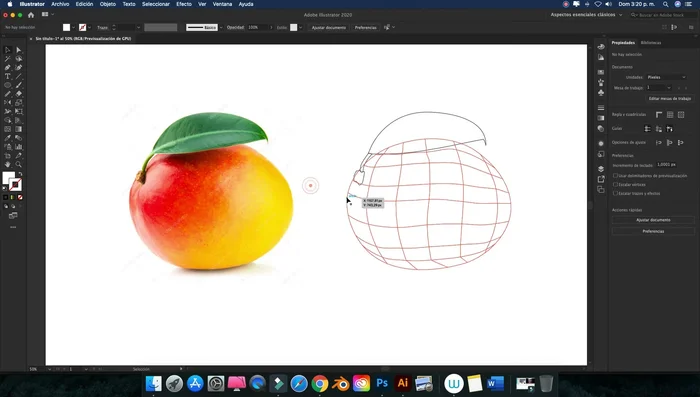 Ajustar la posición de los nodos de la malla con la herramienta Selección Directa (A) para refinar el degradado de color.