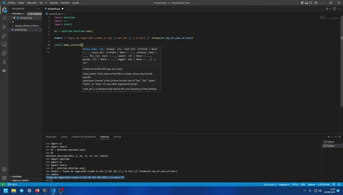 Comprimir los archivos seleccionados en un archivo .zip con el nombre formateado.