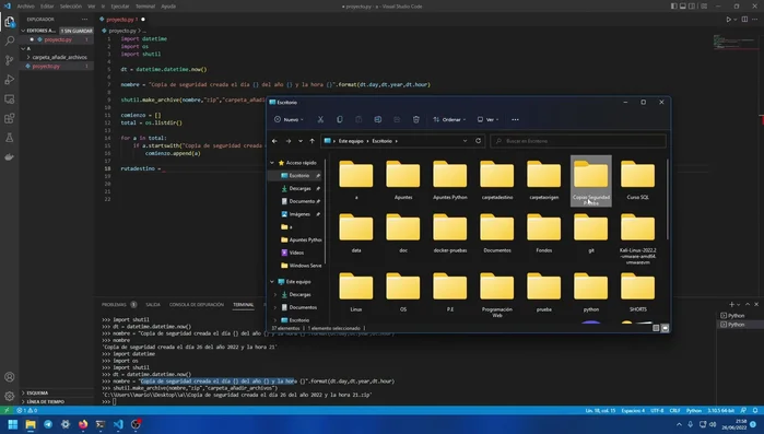 Crear una variable para almacenar la ruta de destino de las copias de seguridad.