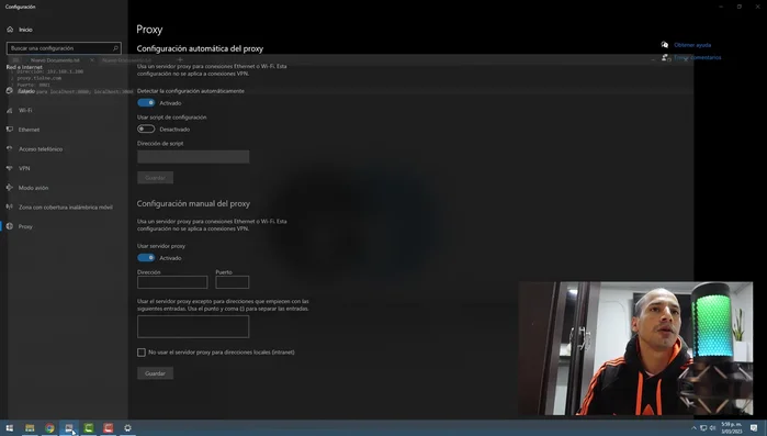 Si se desconoce la dirección y el puerto, consultar la configuración de proxy de otro ordenador en la misma red.
