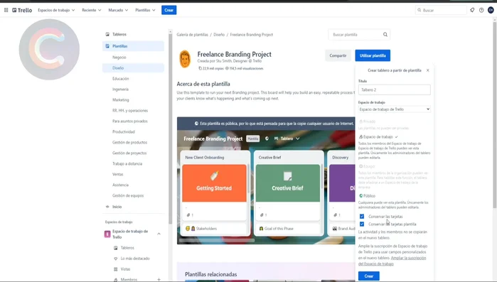 Elegir si conservar las tarjetas de la plantilla.