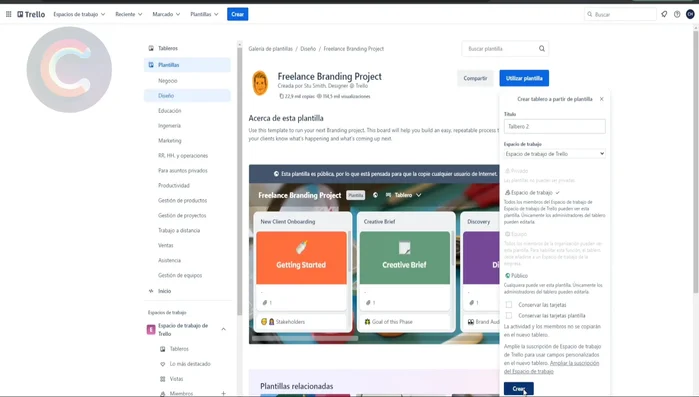 Presionar en 'Crear' para finalizar.