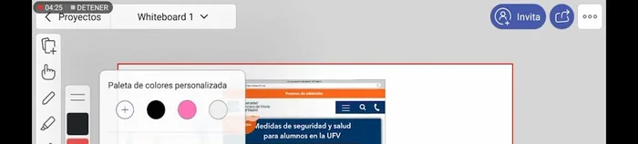 Cambiar el color de fondo de la presentación. Nota: se debe seleccionar el color en la paleta de la derecha, no directamente en la zona de trabajo.