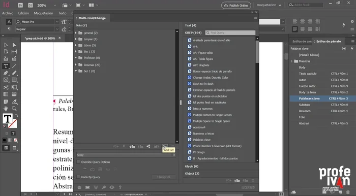 Añadir las consultas previamente guardadas al conjunto de comandos.