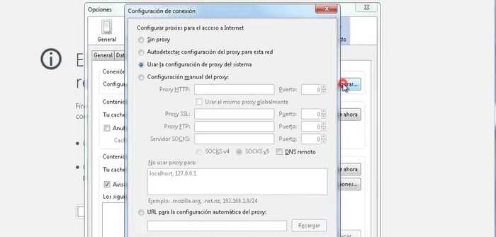 En la pestaña "Conexiones", seleccionar "Configuración de LAN" y desmarcar "Usar un servidor proxy para la red local".