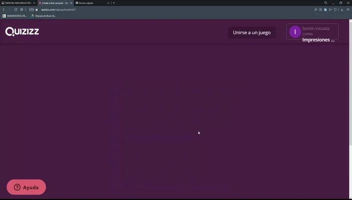 Seleccionar "Soy un estudiante" y completar los datos solicitados (fecha de nacimiento, grado).