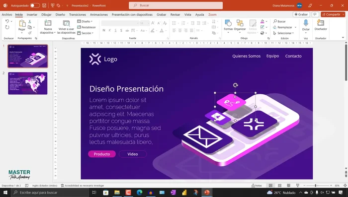 Animar los gráficos con la herramienta 'Animaciones', utilizando una animación de trayectoria lineal con ajustes de duración y repeticiones.