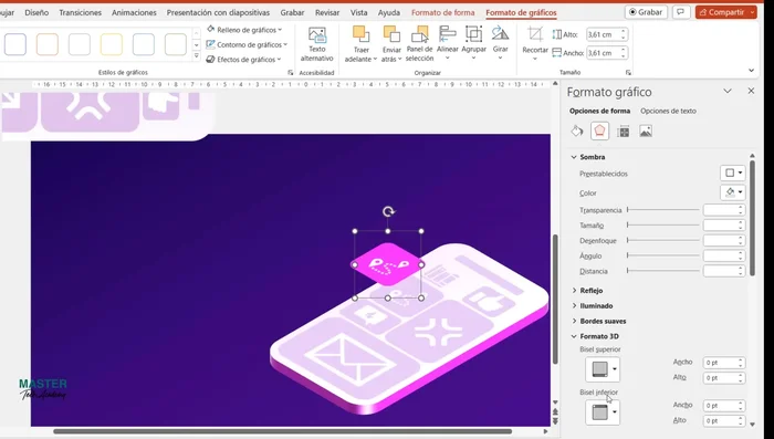 Crear una copia transparente (80%) de la pantalla del teléfono para simular una sombra.