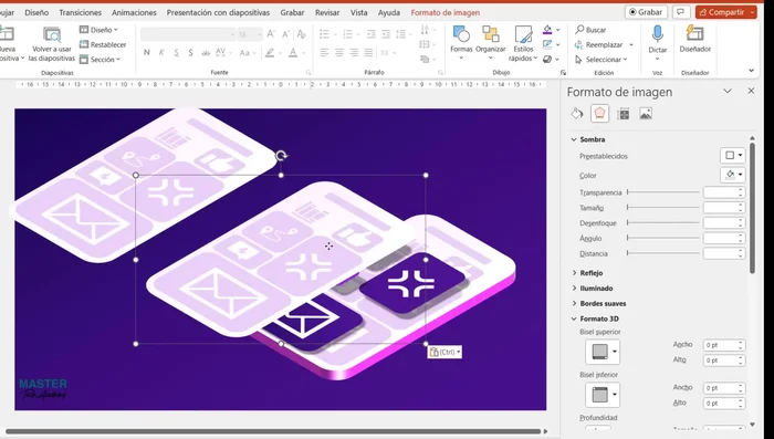 Crear una copia transparente (80%) de la pantalla del teléfono para simular una sombra.
