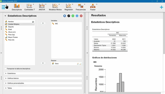 Exportar datos. Los datos se pueden exportar en formato .csv.