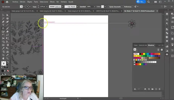 Aplica el patrón a una forma (cuadrado en el ejemplo). Puedes modificar el color de fondo por separado, enviándolo detrás del patrón.