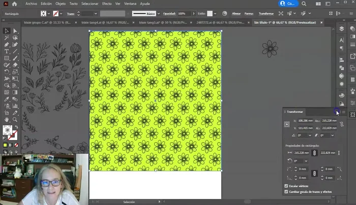 Para editar el patrón, vuelve a la ventana de 'Muestras', haz doble clic en el motivo y realiza los ajustes deseados. Los cambios de tamaño son limitados tras la creación inicial; es mejor crear uno nuevo si necesitas un tamaño significativamente diferente.