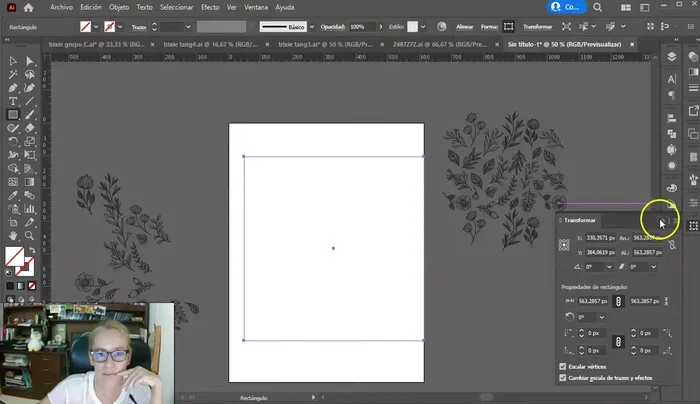 Para un fondo de color, crea una copia del cuadro de referencia, dale color y envíalo detrás del patrón.