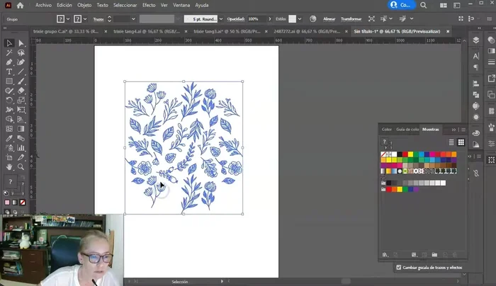 Para un fondo de color, crea una copia del cuadro de referencia, dale color y envíalo detrás del patrón.
