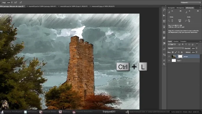 Ajusta los niveles (Control+L) para intensificar el efecto.