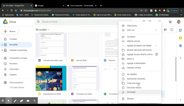 Hacer clic derecho y seleccionar 'Compartir'.