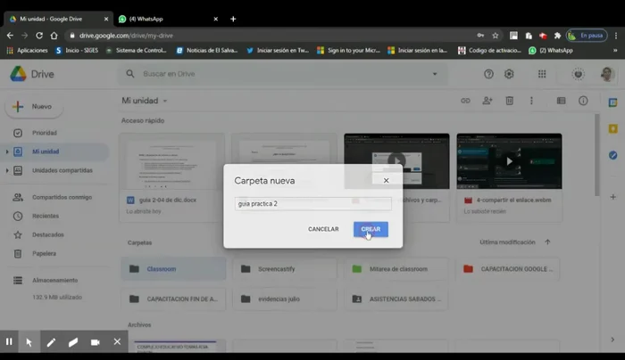 Hacer clic en 'Crear'.