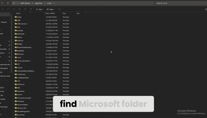 Abra la carpeta 'Microsoft' y luego la carpeta 'Teams'.