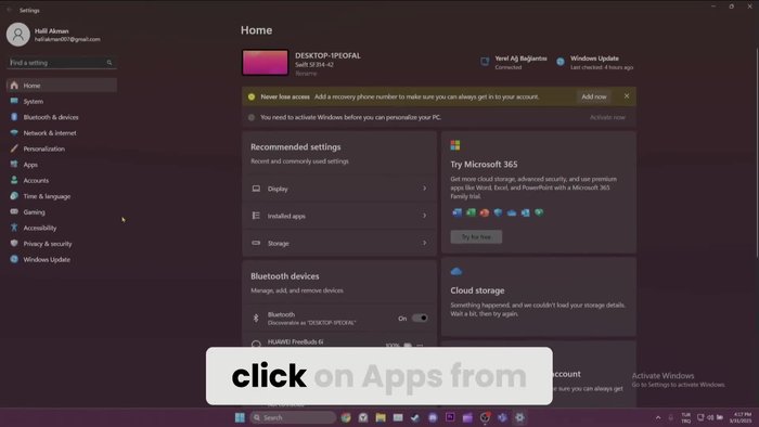 Haga clic en los tres puntos al lado de 'Cámara' y seleccione 'Opciones avanzadas'.