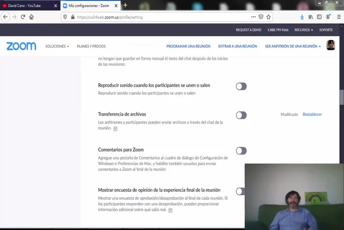 Desactivar la opción 'Transferencia de archivos': Impide que se envíen archivos maliciosos a los participantes.