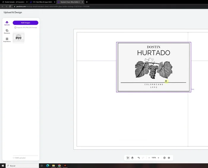 Ajustar el tamaño y la posición de la imagen en la etiqueta.