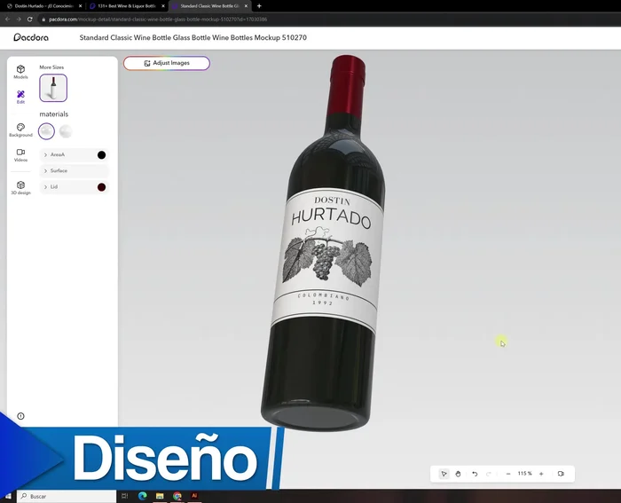 Modificar materiales y colores en la sección de edición.