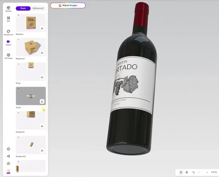 Modificar materiales y colores en la sección de edición.