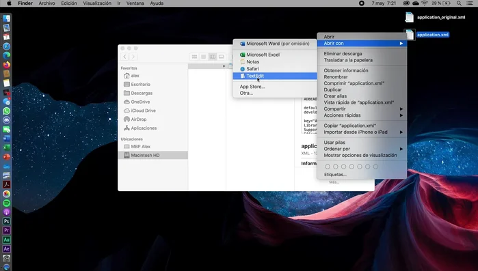 Abre el archivo original con TextEdit (o un editor de texto similar). Busca la línea 'Idioma' y cambia el código del idioma al deseado (ej: 'es_ES' para español de España, 'en_US' para inglés de Estados Unidos). Guarda los cambios.