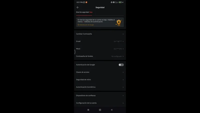 Seleccionar "Autenticación de Google".
