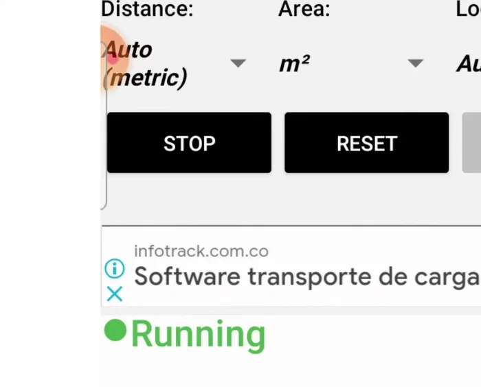 La aplicación mostrará en tiempo real la distancia recorrida y el área calculada.