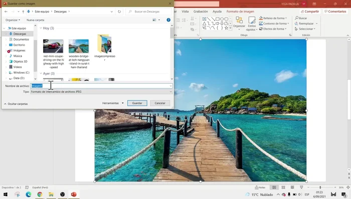 Aceptar los cambios y guardar la imagen.