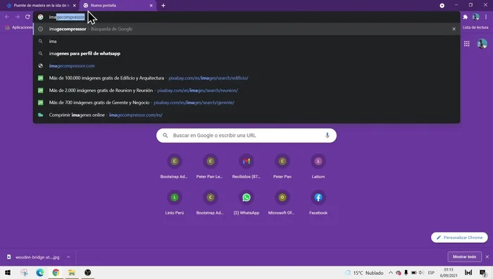 Acceder a la página web de Image Compressor (se puede buscar en Google como 'image compressor' o 'optimila').