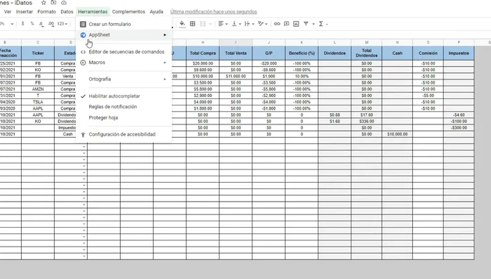 Crear la aplicación con Apps Script. En Google Sheets, ve a 'Herramientas' > 'Script editor' > 'Crear aplicación'.