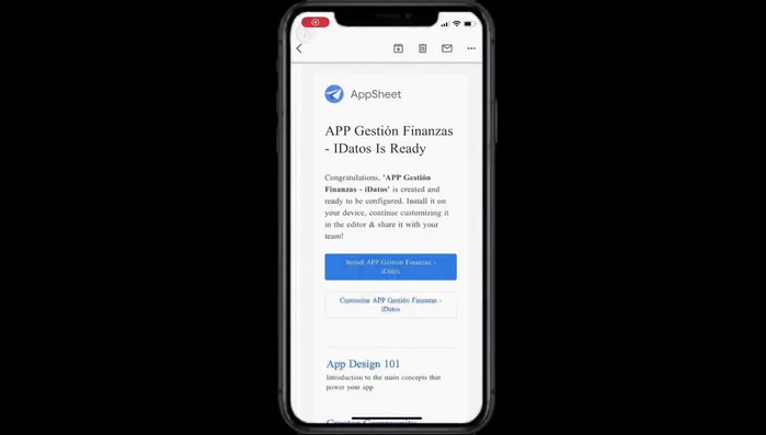 Instalar la aplicación Apps Script en tu móvil. Recibirás un correo electrónico con un enlace para descargar la aplicación gratuita 'Apps Script' de Google desde la App Store o Play Store.